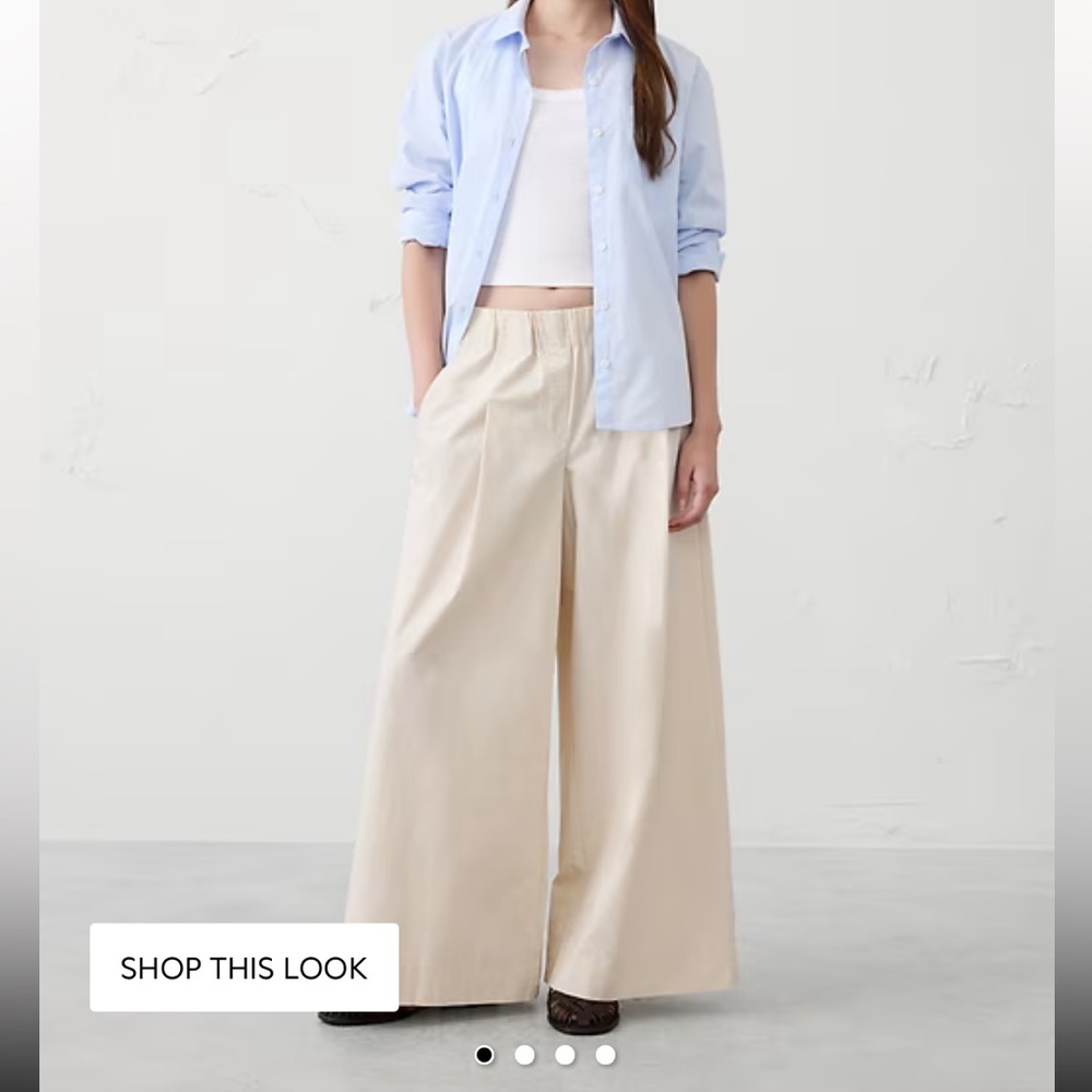 Banana Republic Mid Rise Wide Leg Poplin Pull On Pant